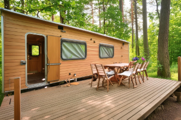 トレーラーハウスのグランピング