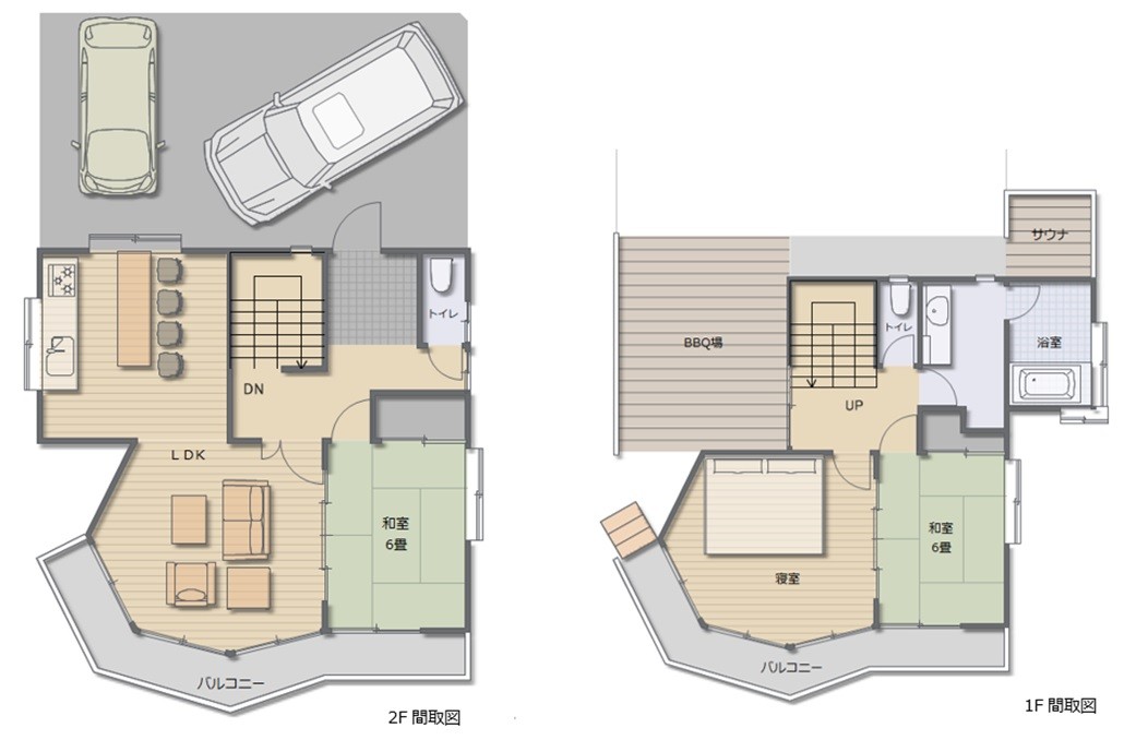 シャイン伊豆｜静岡県・伊豆高原の間取り写真｜３LDK＋BBQテラス　和室２部屋　洋室１部屋　ベッド４名分　布団８組　全１２名分