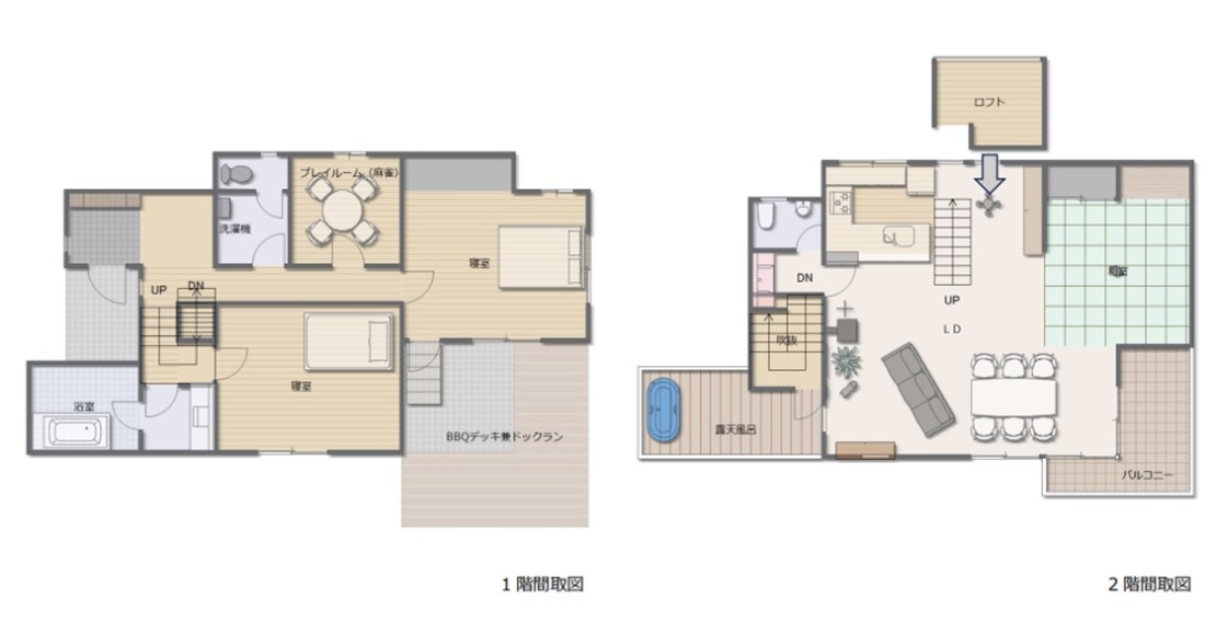 熱海ルピナス｜静岡県・熱海の間取り写真｜戸数: 1／定員: 10人迄＋追加2人迄／貸別荘1棟

Living
リゾート感あふれる吹き抜けのリビングは、温かみのある優しい雰囲気が心地よく
ゆったり流れるひとときを気の合う仲間とともにお過ごしください。


Rooms
吹き抜けのリビングにはくつろげるソファーやリクライニングチェアもあり、
思い思いの時間が過ごせそうですね。
リビング横には使いやすい和室もありお布団派にはこちらがおすすめです。
１階には洋室２部屋、自動麻雀室
２階には和室１部屋、２階にロフトルーム１部屋

Bathroom
大きな窓から射し込む日差しや月明りがゆったりとしたバスタイムを演出
お肌に優しい熱海の「天然温泉」は２４時間ご利用できます
ゆっくり浸かって体の芯からぽかぽかに、新陳代謝もあがります
手足を伸ばせる大きめの浴槽はリラックスできること間違いなし
癒し効果抜群！！！

Kitchen
貸切コテージならではのお楽しみ。
お好きな食材、お好きなメニューで
パーティーのスタートです。

BBQ Terrace
貸切コテージでのお楽しみのひとつＢＢＱタイムのはじまり
炭火をながめながらゆったりと流れる時間