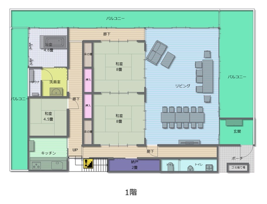 絶景コテージ　マリンテラス熱海｜静岡県・熱海｜1階間取図