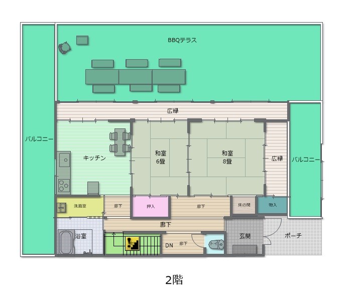 絶景コテージ　マリンテラス熱海｜静岡県・熱海｜2階間取図