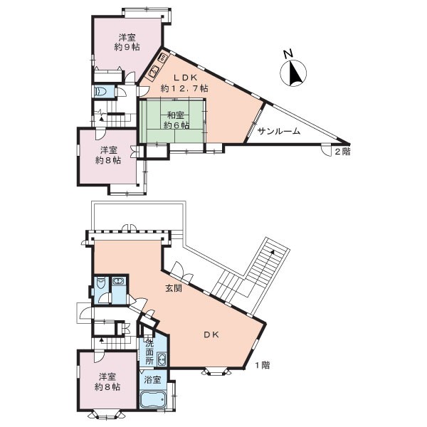 泊まれる居酒屋バル｜静岡県・伊豆高原の間取り写真｜お座敷カウンターダイニングキッチン・BBQテラス・トイレ・バスルーム・パウダールーム・ベッドルーム（2台）・寝室8畳×2部屋・和室6畳
お布団×13組ご用意
