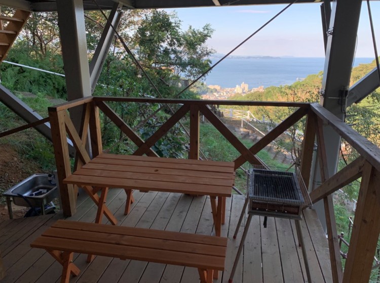 静岡県 熱海のコテージ｜熱海なぎさテラスの写真：BBQ場