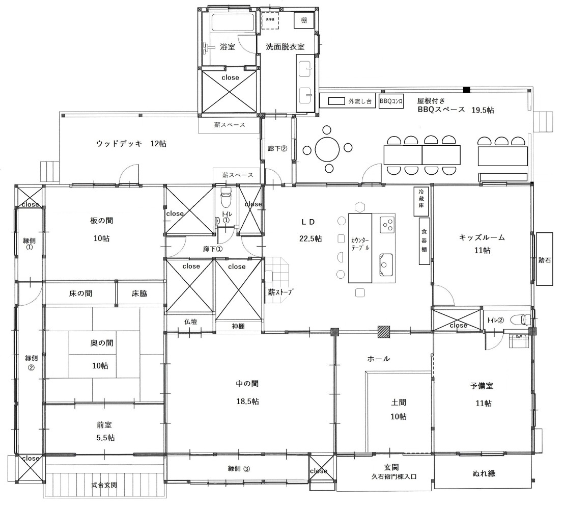 久右衛門　母屋棟｜千葉県・九十九里・銚子｜間取り図
