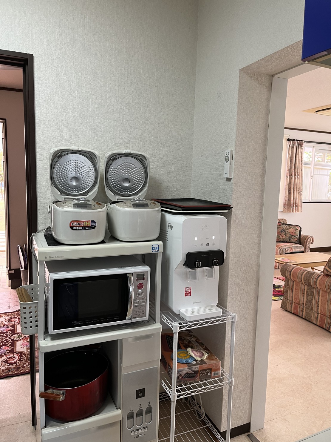 憩いの家　ふらっとin九十九里浜　本館｜千葉県・九十九里・銚子｜ピュアウォーターサーバー備え付けです
100度の熱湯、キンキンな水、常温