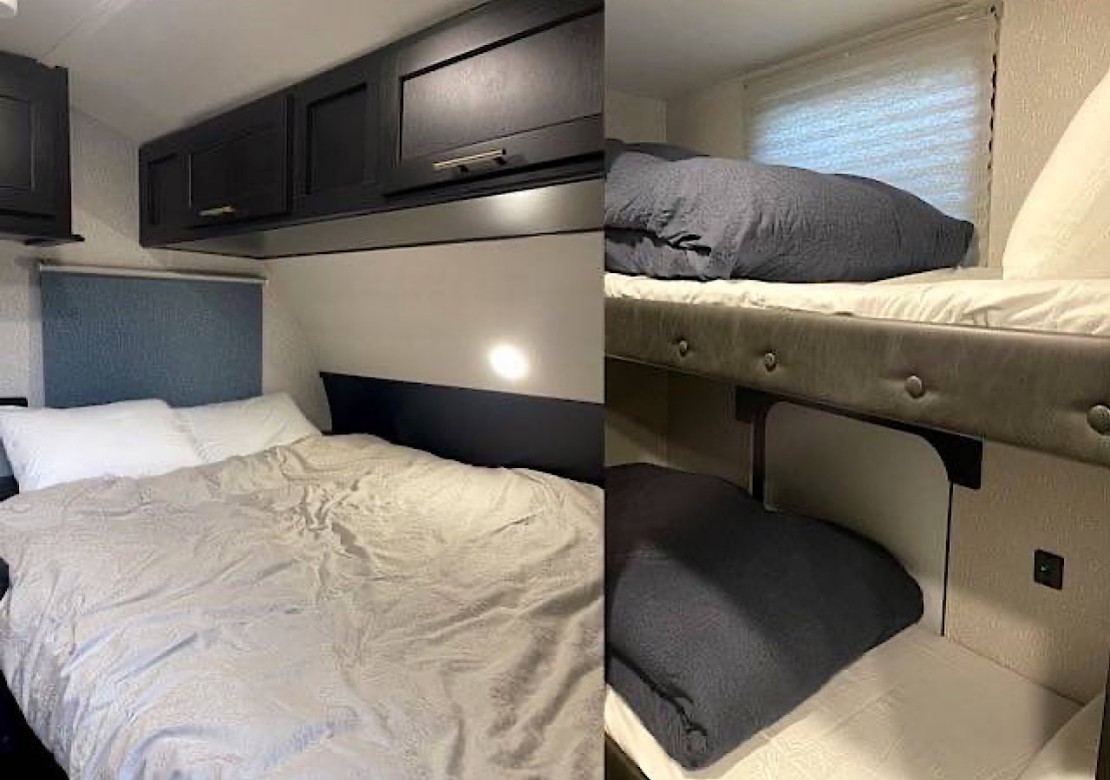 BASE 1901｜千葉県・木更津・君津・富津｜トレーラー棟
ダブルベッド1台、2段ベッド1台