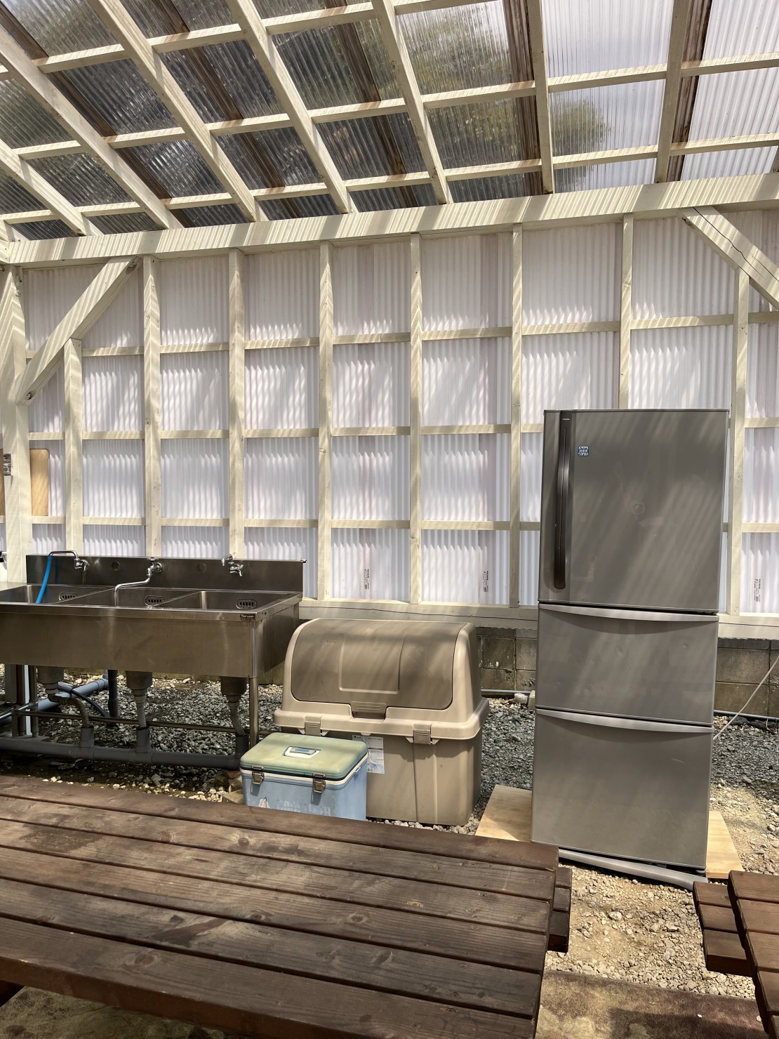 憩いの家ふらっと別館和風なコテージ古民家hoo！｜千葉県・九十九里・銚子｜バーベキュー場にも冷蔵庫入りましたので、便利になりました！