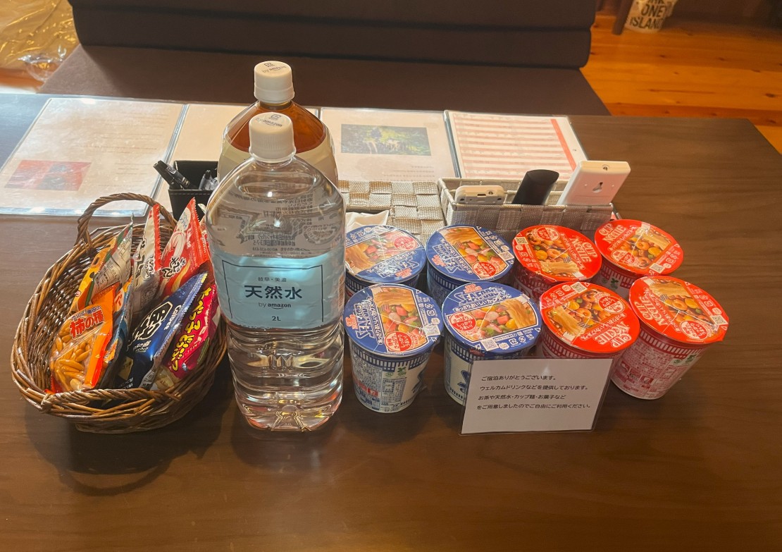 露天風呂付貸別荘　山樹荘（やまきそう）｜大分県・日田・天ヶ瀬・耶馬渓｜ウェルカムドリンクなどを用意しております。