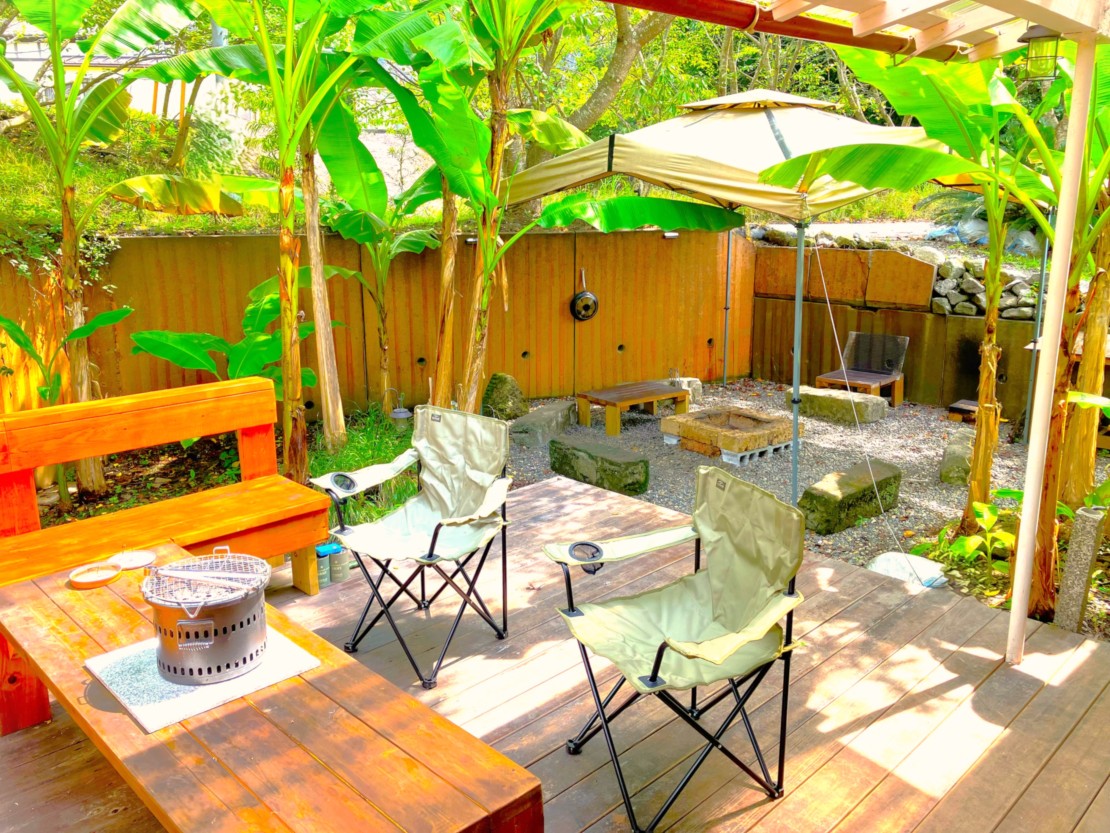 千葉県 木更津・君津・富津のコテージ｜金谷バナナハウスの写真：🍌お子様大はしゃぎOK ♪
ファイヤーピットの焚き火を囲んで楽しい時間を満喫しよう！