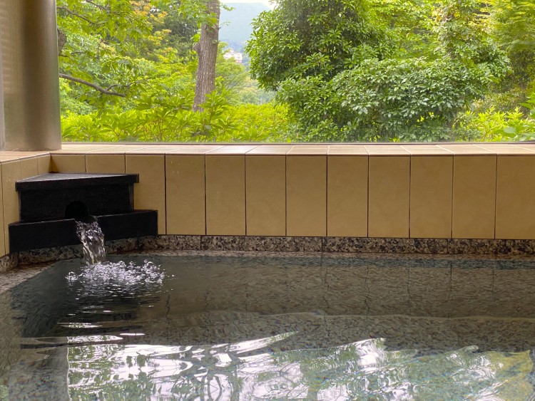 静岡県 伊豆高原のコテージ｜地中海の家の写真：源泉かけ流しの温泉大浴場