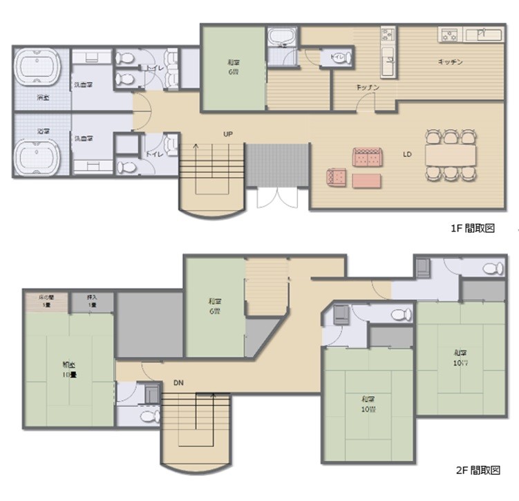 地中海の家｜静岡県・伊豆高原の間取り写真｜5LDK、寝室５部屋、布団１３組、ダブルベッド１台
