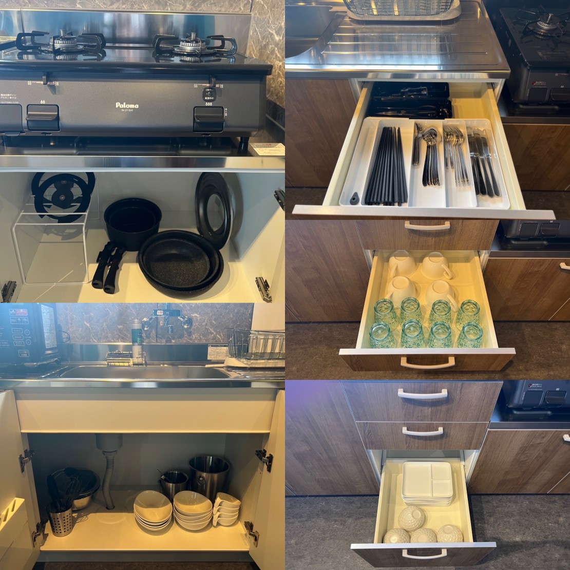 BOTH ISUMI｜千葉県・勝浦・鴨川｜A棟 キッチン 調理器具・食器・カトラリー