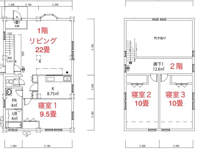 コテージLog｜栃木県・那須・板室の間取り写真｜寝室３部屋　
ベット６台　布団１０組