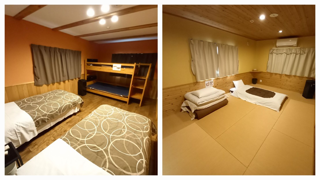 貸別荘　オレンジ・キャビン｜山梨県・河口湖・西湖・富士吉田・精進湖・本栖湖｜【京町屋】 寝室　
左：洋室　
右：和室