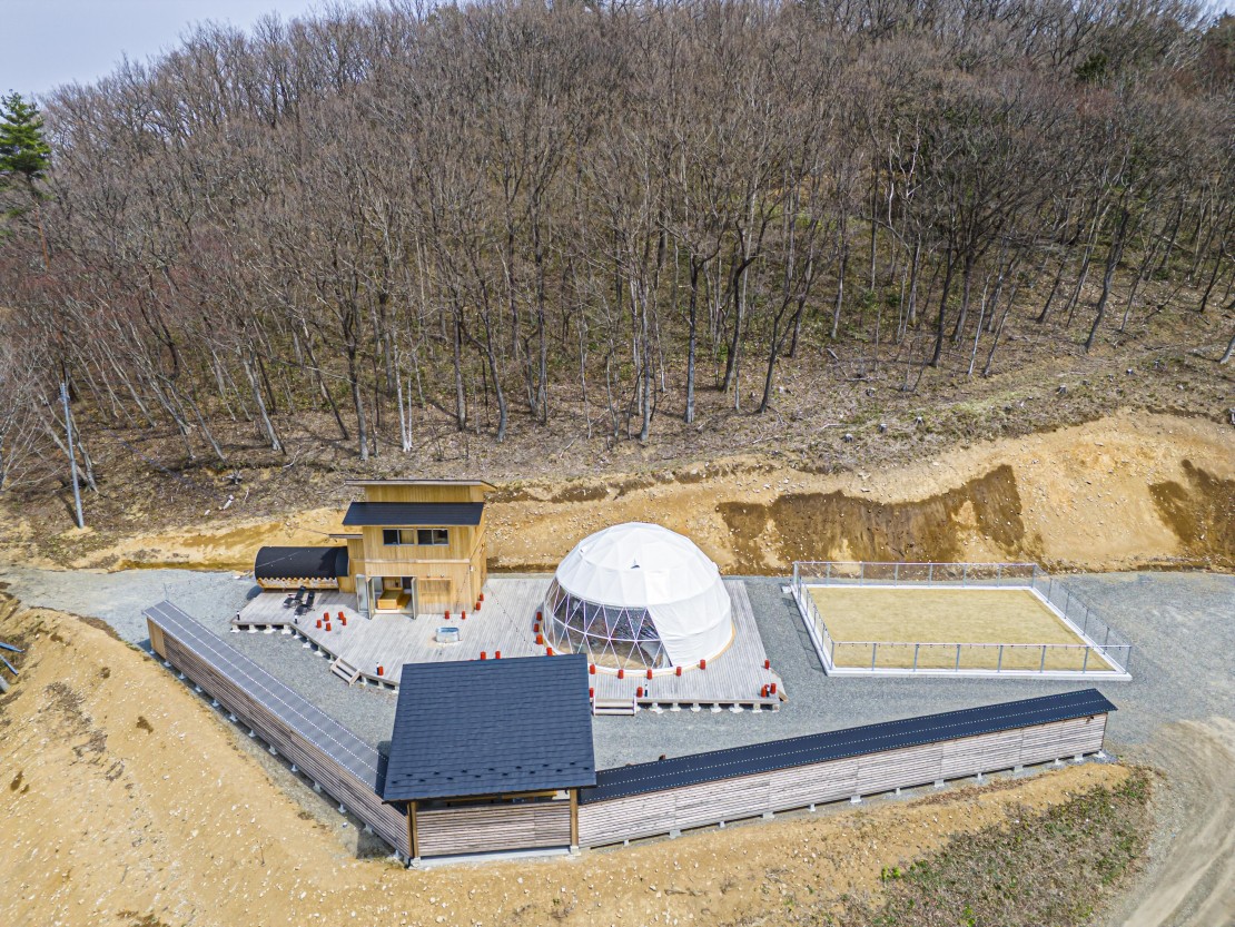 響きのサウナグランピング＆ドックラン｜福島県・郡山の間取り写真｜コテージ10名
ドームテント内15名
プライベートサウナ
プライベートドックラン