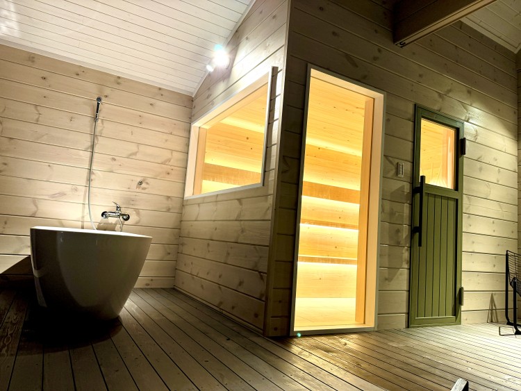 群馬県 北軽井沢・嬬恋・万座のコテージ｜Second House kukka (クッカ）の写真：本格的フィンランドサウナで楽しむプライベートロウリュ