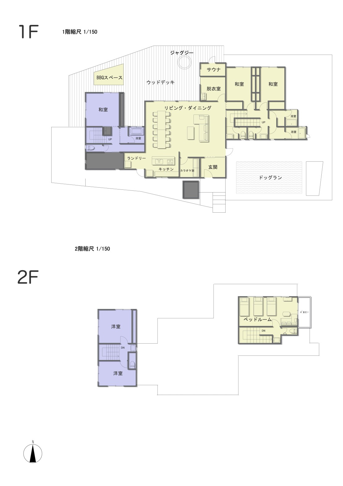 デュエットリゾート館山アカシア｜千葉県・館山・南房総の間取り写真｜黄色1～10名様ご使用可能部分
紫11名以上～　全館開放